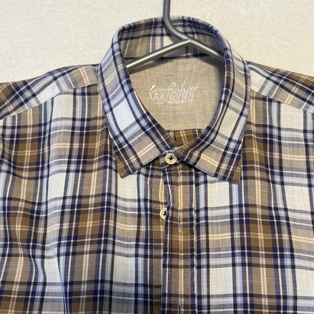 Men's Casual Plaid Shirt - Brown and Blue